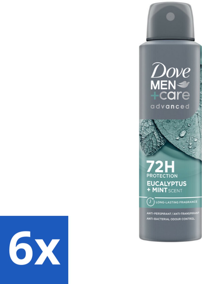 6 x Dove Men+Care Deodorant Spray - Eucalyptus & Mint - 150 ml - Deodorant Spray - Anti-transpirant - Eucalyptus - Munt - 72 Uur Bescherming