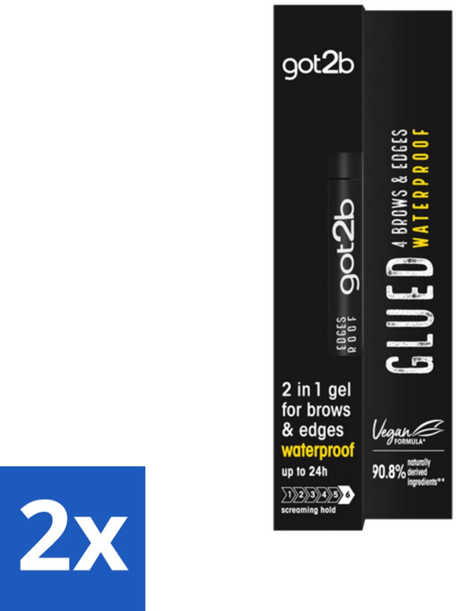 2 x Got2B - Wenkbrauwgel - 4 Brows & Edges Waterproof Transparant - 16 ml - Wenkbrauwen Stylen - Haarranden Stylen - Waterdichte Gel - Strakke Brows - Babyhaartjes