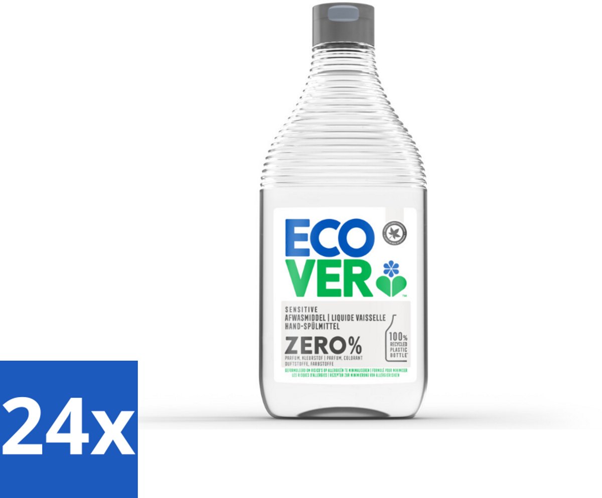 24 x Ecover - Afwasmiddel ZERO - Parfumvrij - 450 ml - Afwasmiddel - Biologisch Afbreekbaar - Hypoallergeen - Parfumvrij - Plantaardige Reiniging
