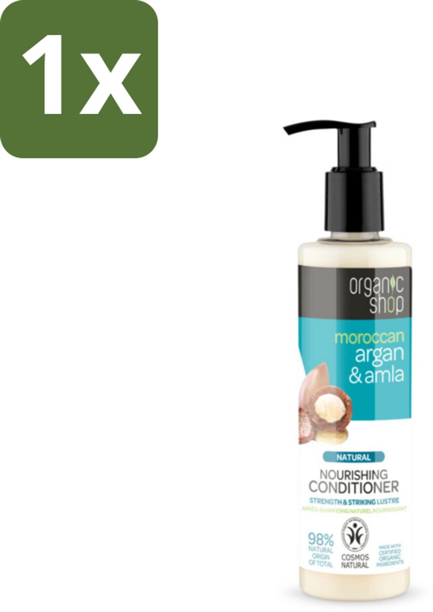 1 x Organic Shop - Conditioner Argan & Amla - Hydraterend en Verzorgend - 280 ml - Gekleurd Haar - Conditioner - Glans - Voeding - Bescherming