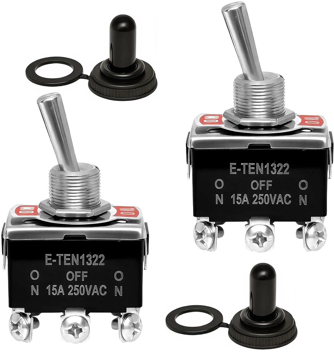Rocker Switch 6 aansluitingen - 3 standen ON/OFF/ON - waterdicht met rubber cover - ideaal voor auto en boot - ShopVlot