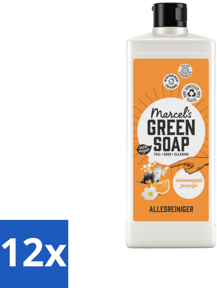 12 x Marcel's Green Soap - Allesreiniger - Sinaasappel & Jasmijn - Natuurlijk & effectief - 750 ml - Allesreiniger - Schoonmaak - Milieuvriendelijk - Biologisch Afbreekbaar - Sinaasappel