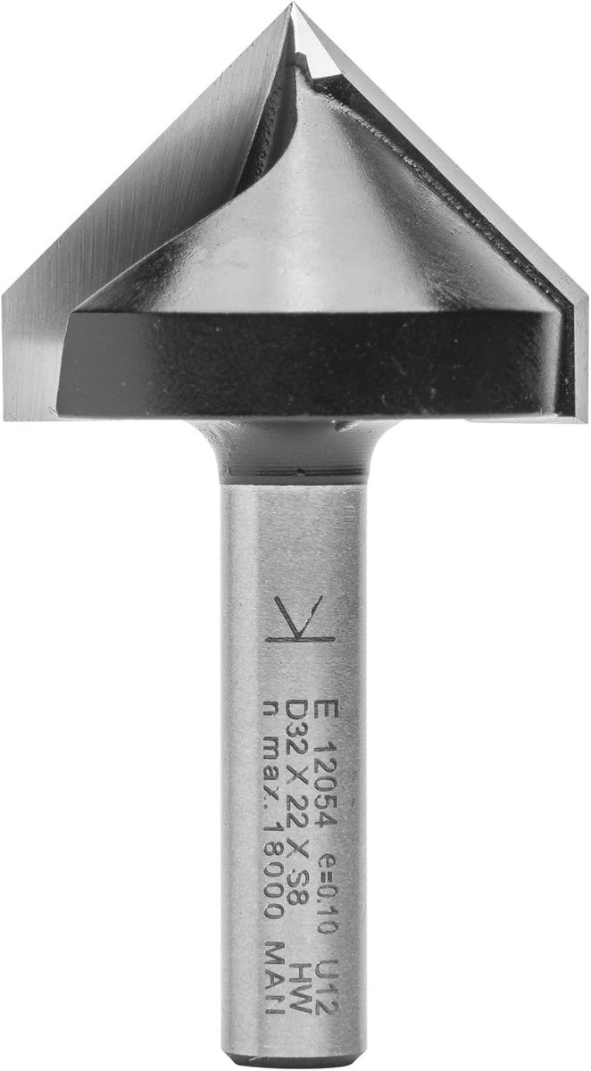 V-groef en schrijfsnijder 8 mm - carbide - 32 mm diameter - voor decoratieve frezen - ShopVlot