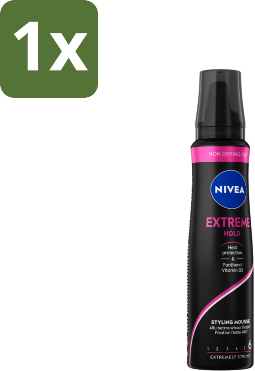 1 x NIVEA - Haarschuim - Extreme Stevigheid - 48 Uur Lang Bescherming - 150 ml - Haarmousse Extreme Hold - 48 Uur Fixatie - Panthenol - Vitamine B3 - Hittebescherming