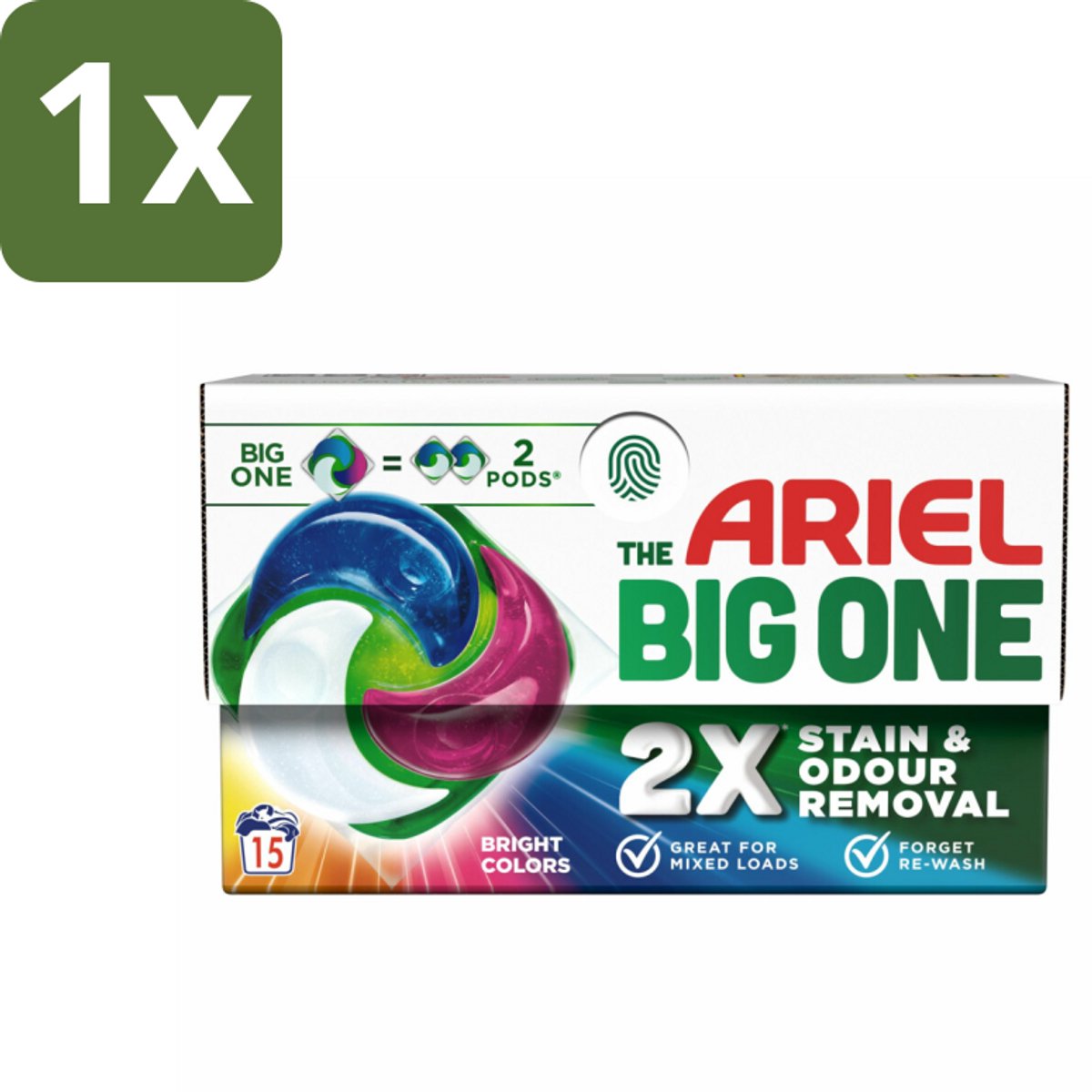 1 x Ariel - 3in1 Wasmiddel Pods - The Big One - Color - 15 Pods - Ariel The Big One Pods - Krachtige Wasmiddel - Wasmiddel Voor Gemengde Was - Wasmiddel Voor Volle Wastrommel - Wasmiddel Voor Zware Vuilheid