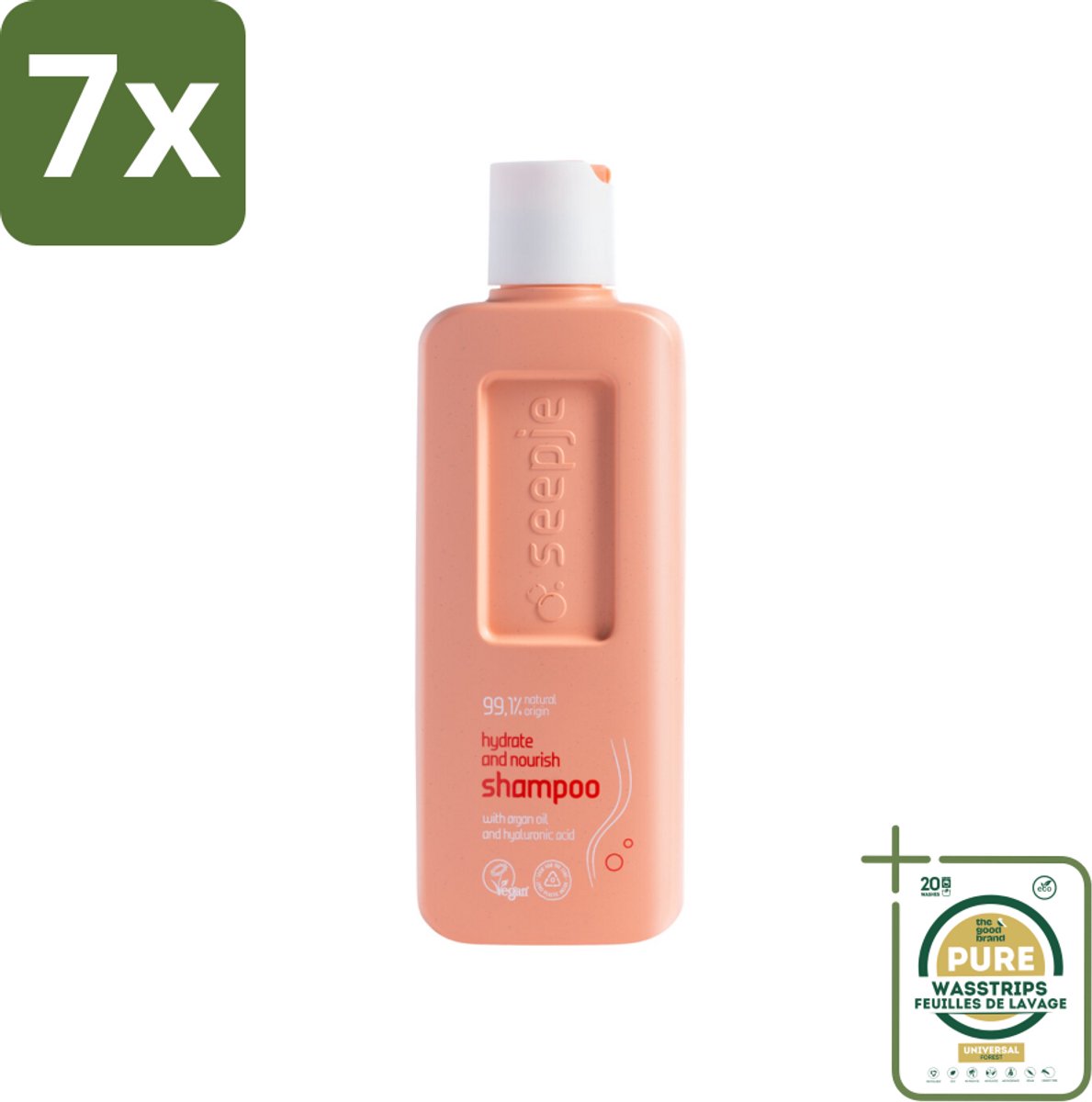 7 x Seepje - Hydrate & Nourish Shampoo - Intense Hydratatie voor Gezond Haar - 300 ml - Grootverpakking - Hydratatie Haar - Voedend Shampoo - Droog Haar - Natuurlijke Ingrediënten - Hyaluronzuur