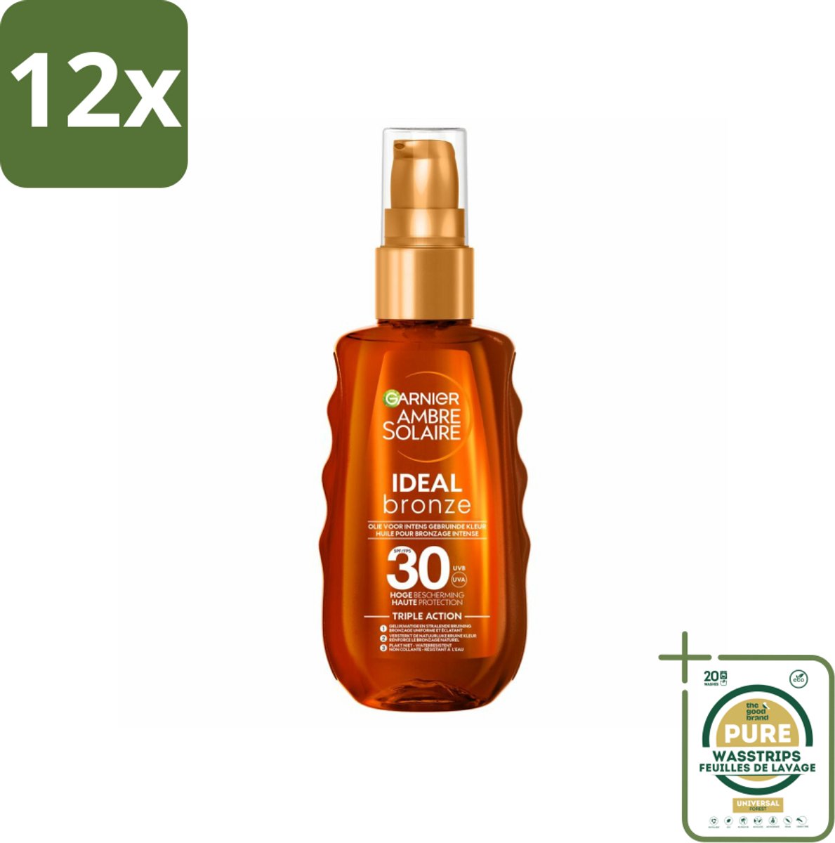 Garnier - Ambre Solaire - Zonneolie - Ideal Bronze - Optimale Bruining - SPF 30 - 150 ml - Voordeelverpakking - 12 stuks - Bruining - Spf 30