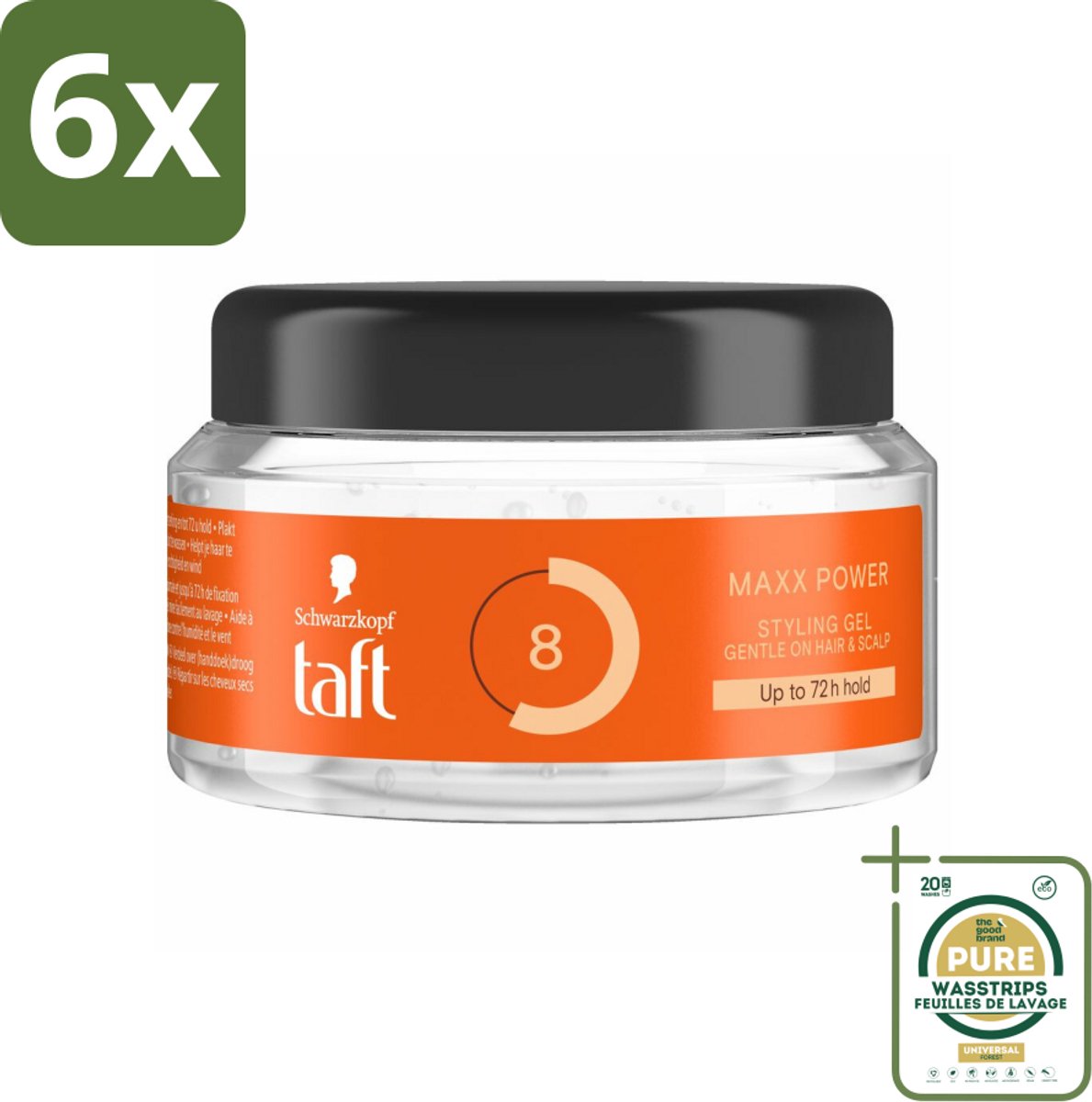 Taft - Maxx Power 8 - Styling Gel - Maximale controle - 250 ml - Voordeelverpakking - 6 stuks - Maxx Power Gel - Sterke hold