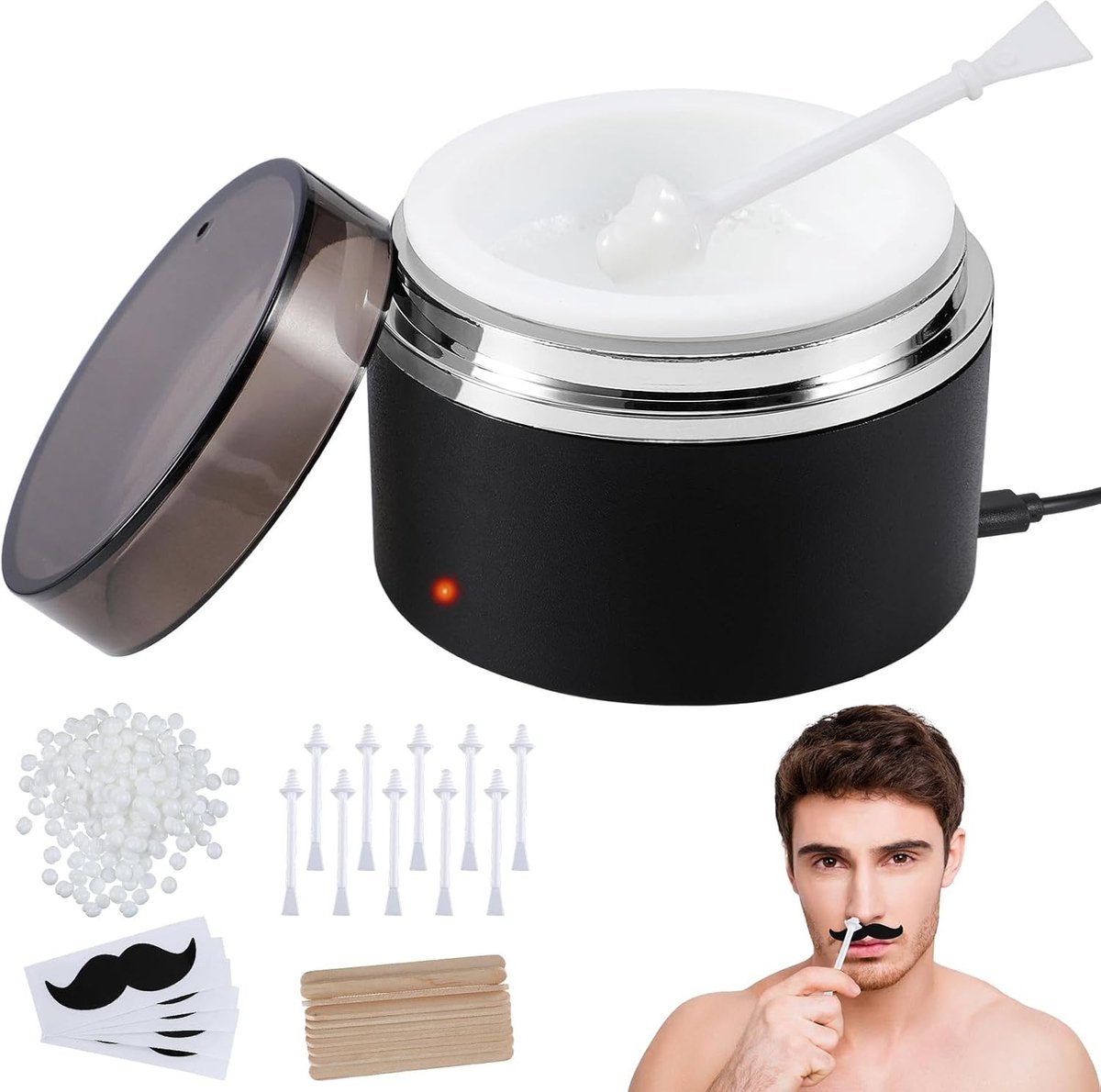 Neushaarverwijderaar - Zwart - Waxset met USB-snelverwarming - Voor Dames en Heren
