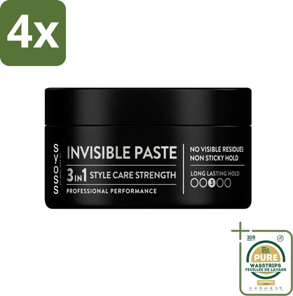 SYOSS - Invisible Paste 100 ml - Haarpaste - Langdurige Styling - 100ml - Voordeelverpakking - 4 stuks - Natuurlijke styling - Haarmodeleren