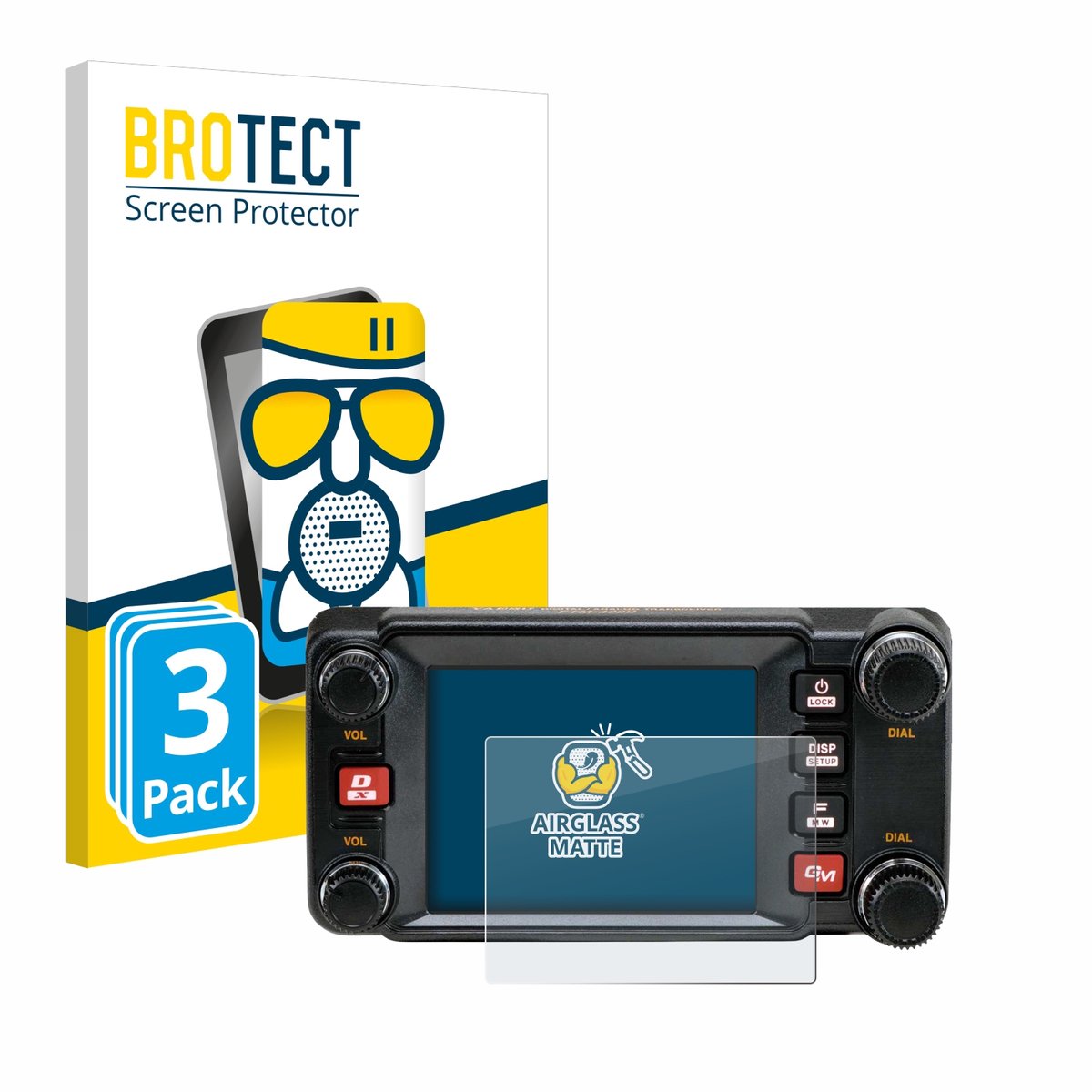 BROTECT - Screenprotector voor Yaesu FTM-400XDR - Folie Beschermfolie Beschermglas matte 3 Stuks