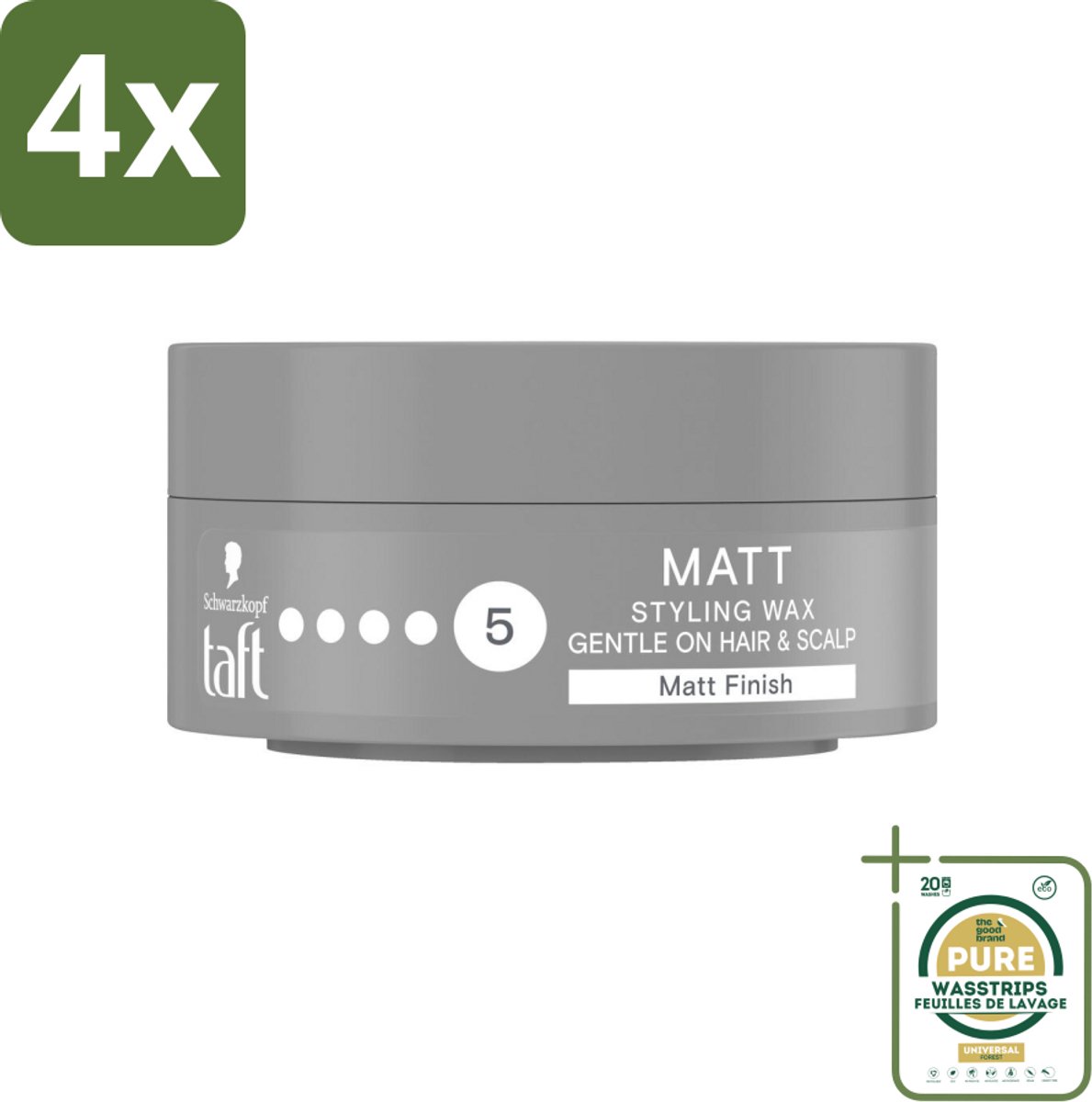 Taft - Matt 5 - Styling Wax - Matterende finish - 75 ml - Voordeelverpakking - 4 stuks - Taft - Stylingproduct