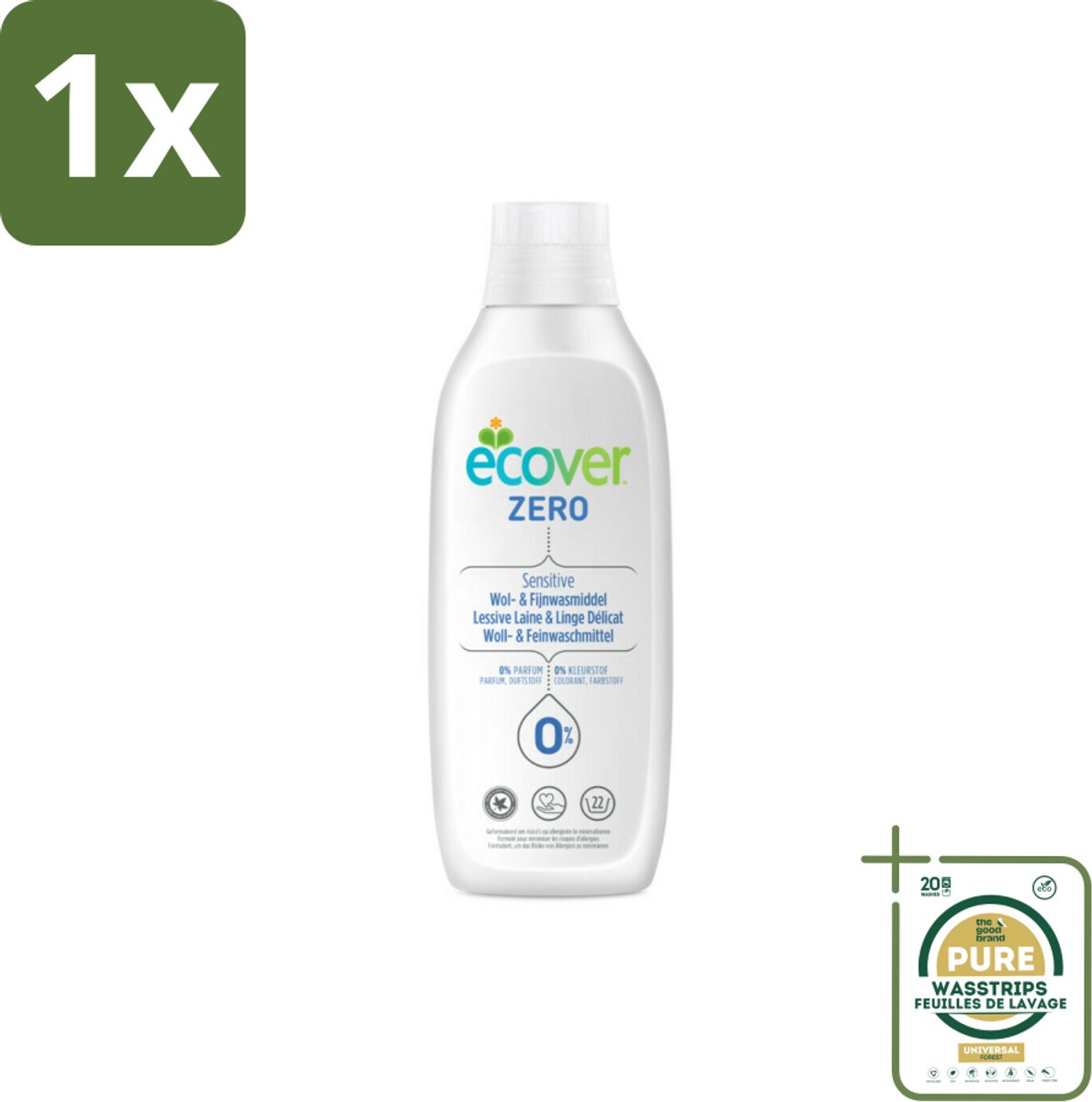 1 x Ecover - Vloeibaar wasmiddel - Wol & Fijnwas - 1 liter- Wasmiddel Wol - Vloeibaar Wasmiddel - Fijne Was - Delicate Stoffen - Koud Wassen