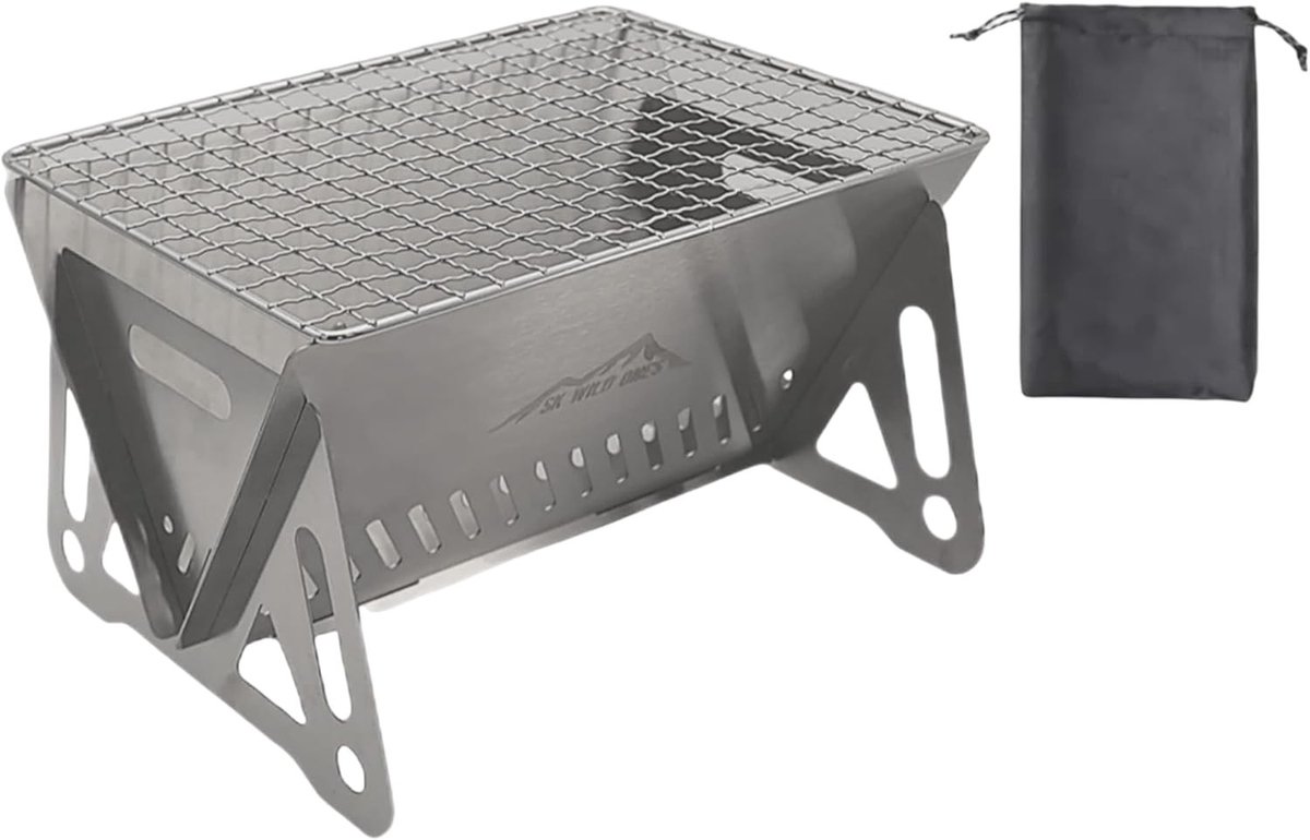 Opvouwbare Houtskoolbarbecue - Roestvrij Staal - Compacte BBQ Grill - Draagbare Campinggrill - Voor Outdoor Liefhebbers