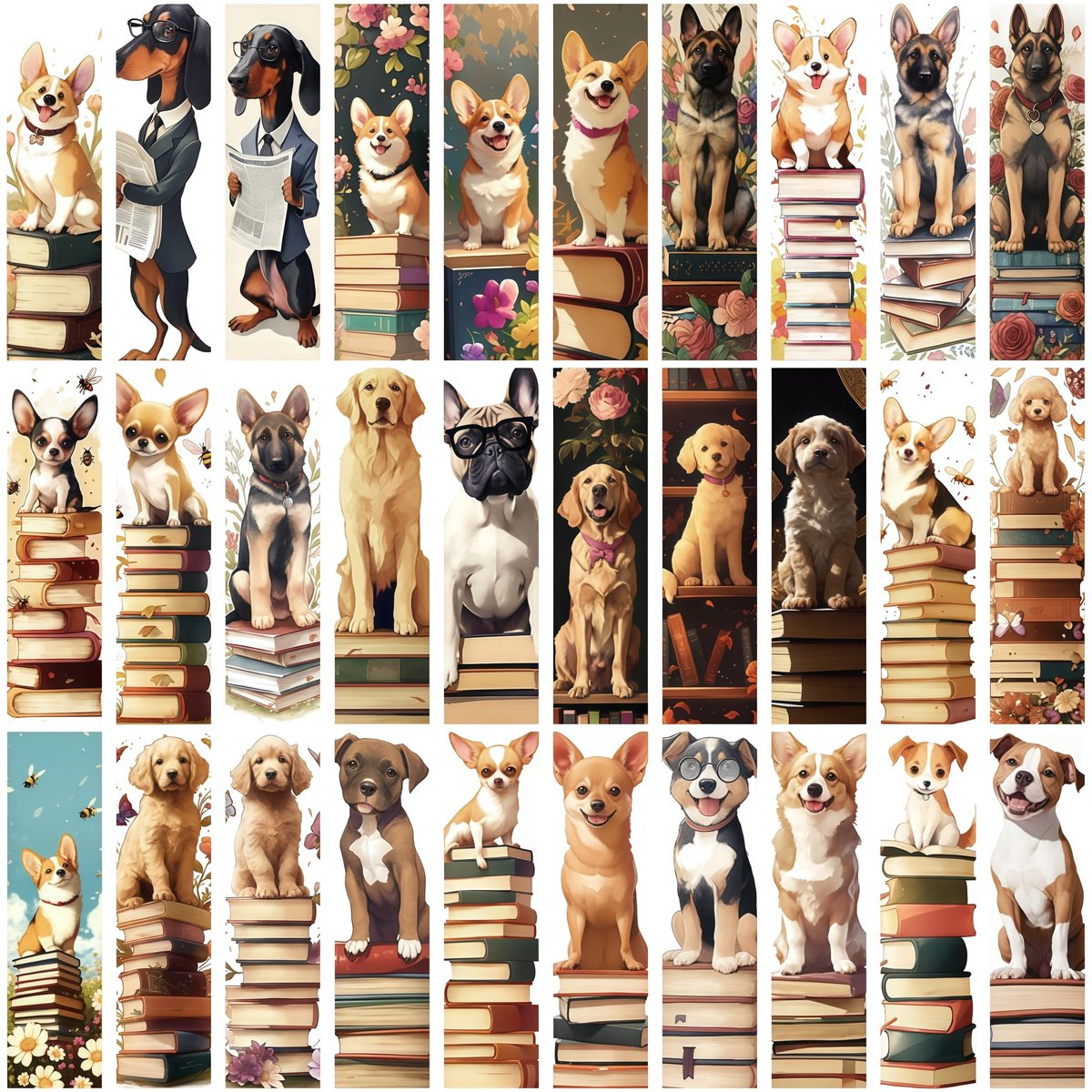 Hondenboekenleggers set van 30 - schattige puppy's - kleurrijk ontwerp - perfect voor hondenliefhebbers - ShopVlot
