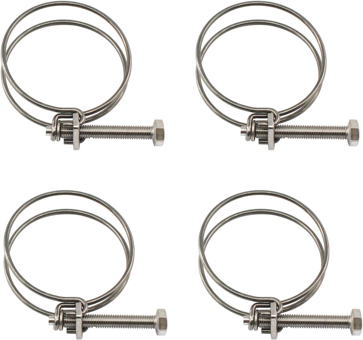 (4 pieces) 75-80mm Double Wire Hose Clamp Tube Clamps 304 Stainless Steel Hose Clamps - ShopVlot