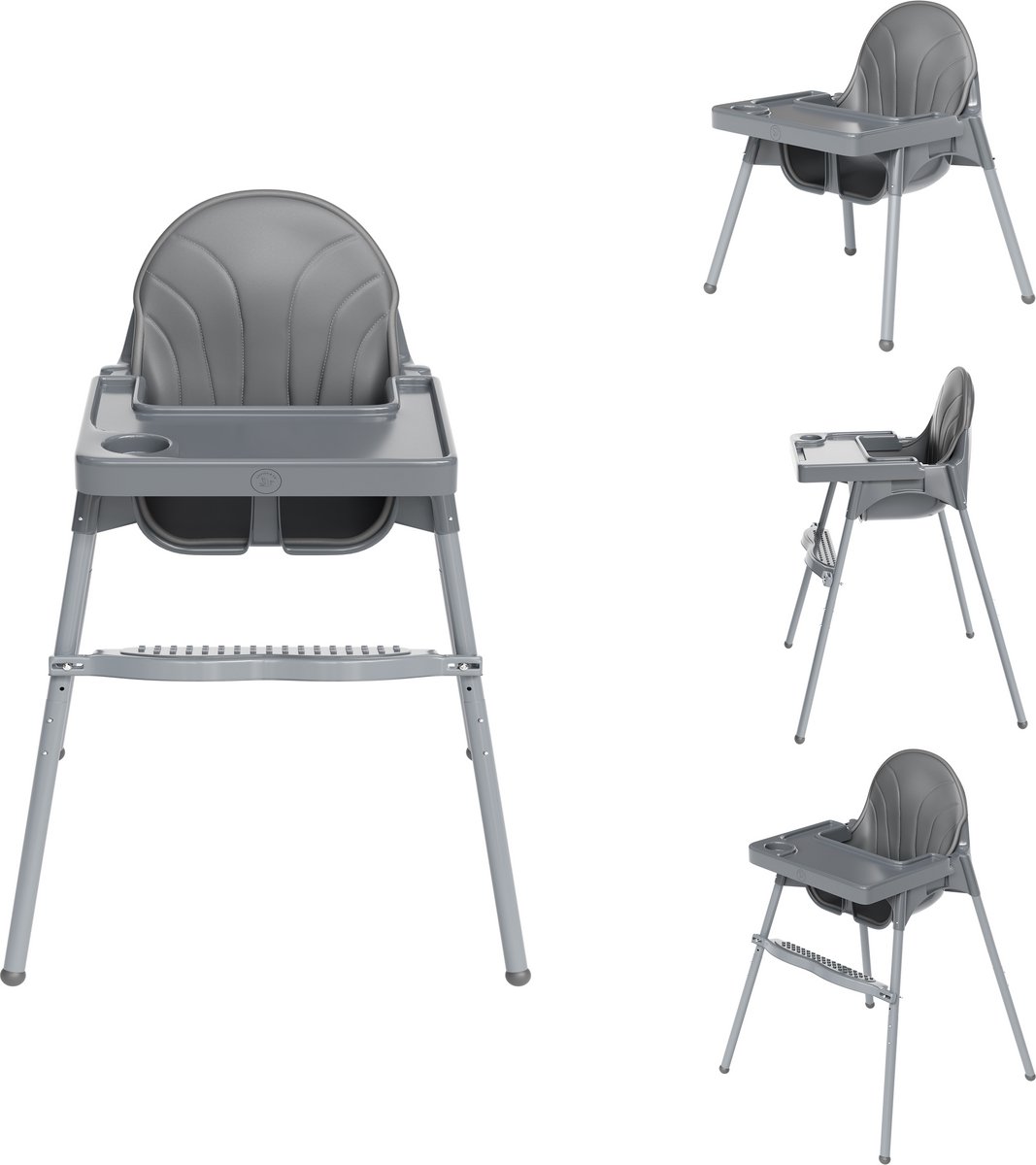 Bol.com Liefjes & Co Kinderstoel - Eetstoel Baby – Inclusief Kussen – Verstelbare Baby Eetstoel – 2 in 1 & Peuterstoel – Grijs aanbieding