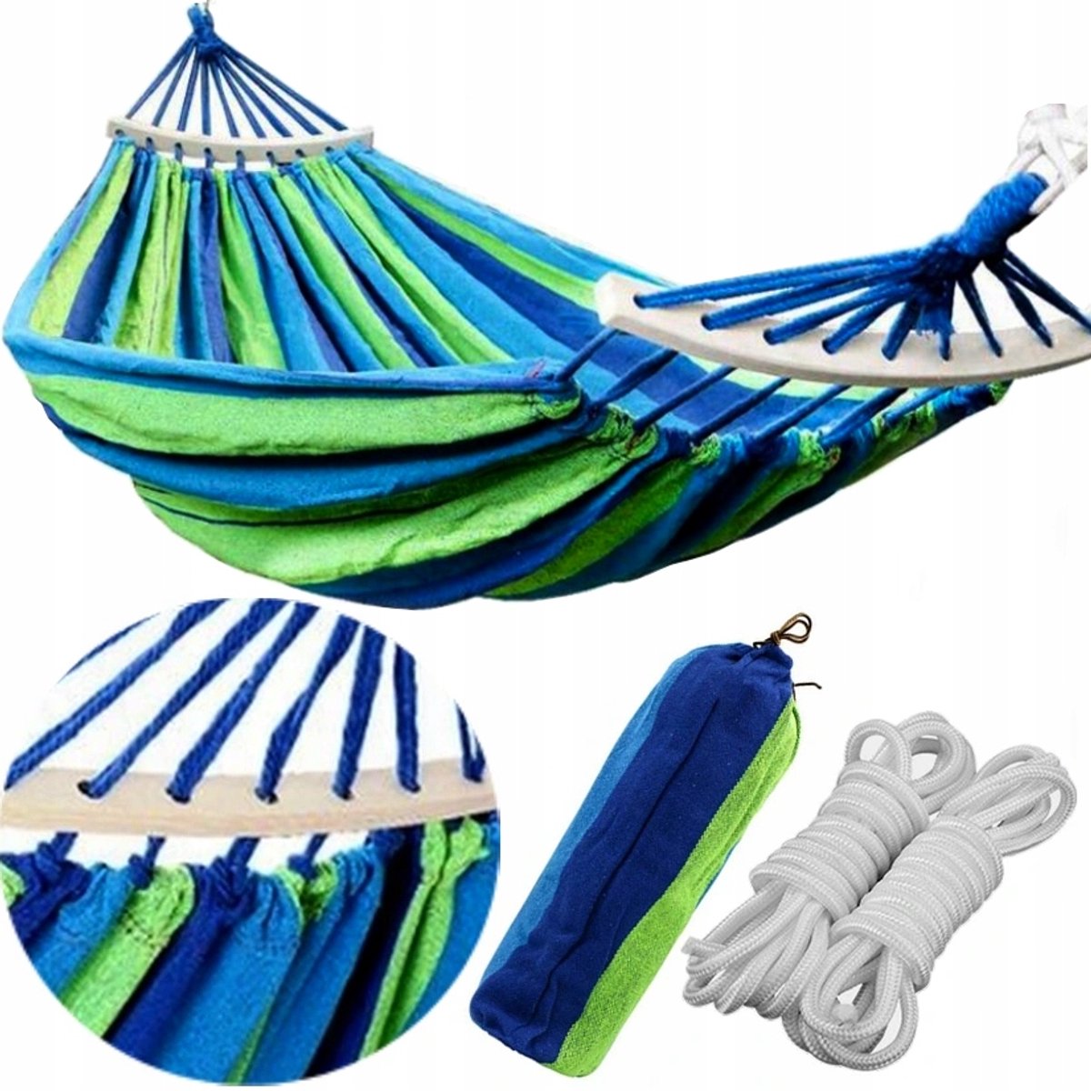 Nieuwe Blauwe Tuin Hangmat 240x80cm - Comfortabel en sterk tot 180kg