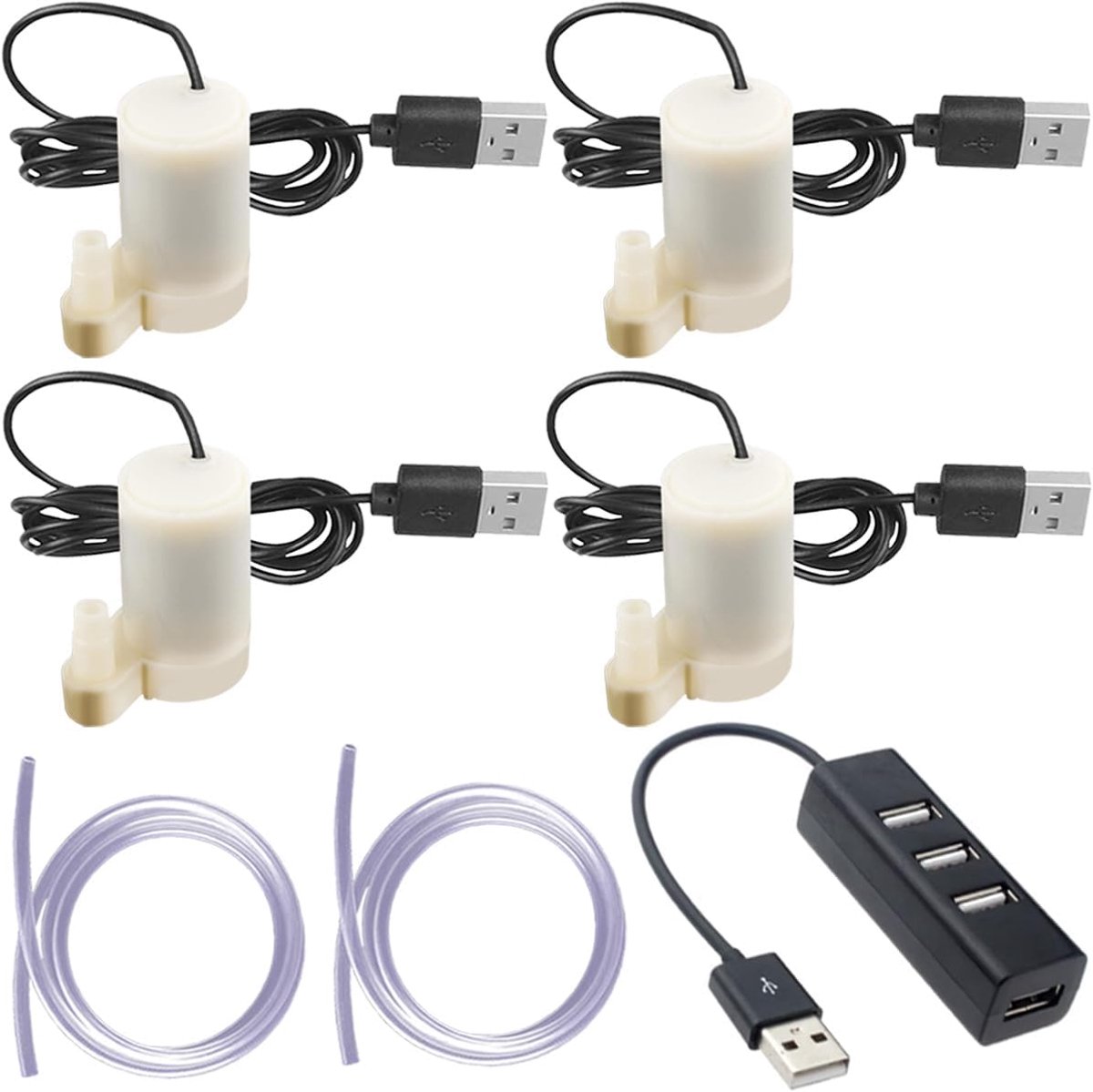 4pcs DC 3-5V USB Vertical Water Pump Mini Electric Motor Submersible Motor with Flexible Water Hose (1m) for - ShopVlot