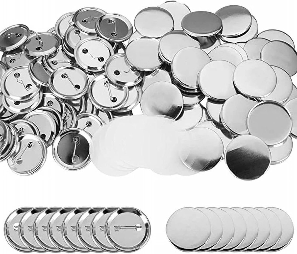 LGEGE 200 sets supplies for making blank buttons, 25mm/1 inch back pin metal shell and transparent film kits for - ShopVlot