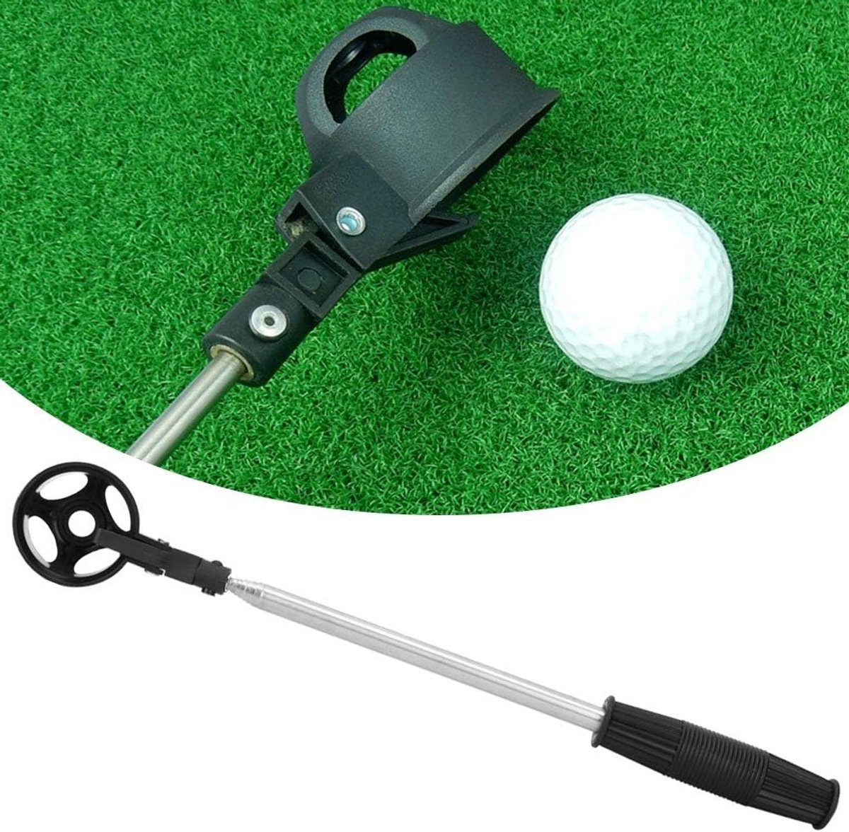 VGEBY1 Ball Retriever, Portable Retractable Ball Picker with Automatic Locking Shank Tool Shovel, Black, Black - ShopVlot