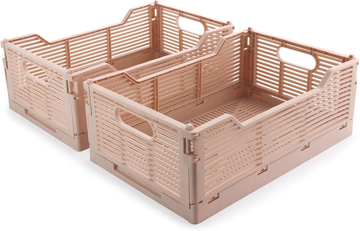 2 Pack Foldable Storage Boxes, Foldable Plastic Crates for Storage Stackable, Space Saving Folding Baskets for Home - ShopVlot
