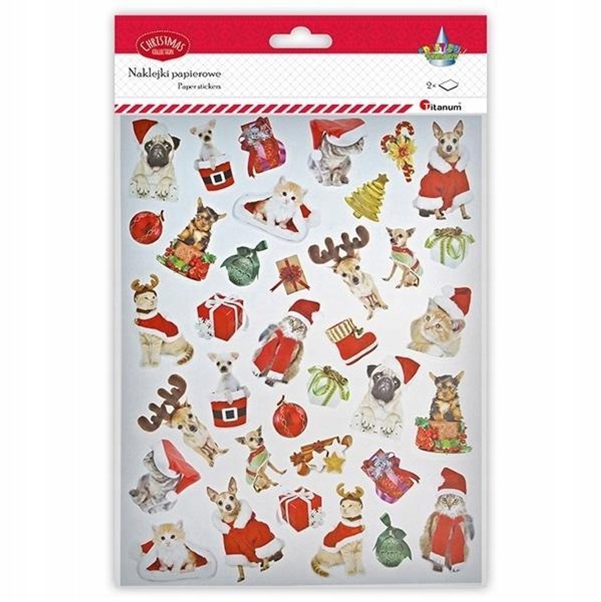 Kerststickers Papier Honden & Katten 72 Stuks