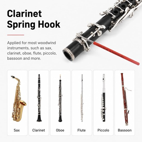 Dilwe repair tool, carabiner for Sax Clarinette Abu flute Piccolo Bassott accessories Random Sleeve color - ShopVlot — afbeelding 5