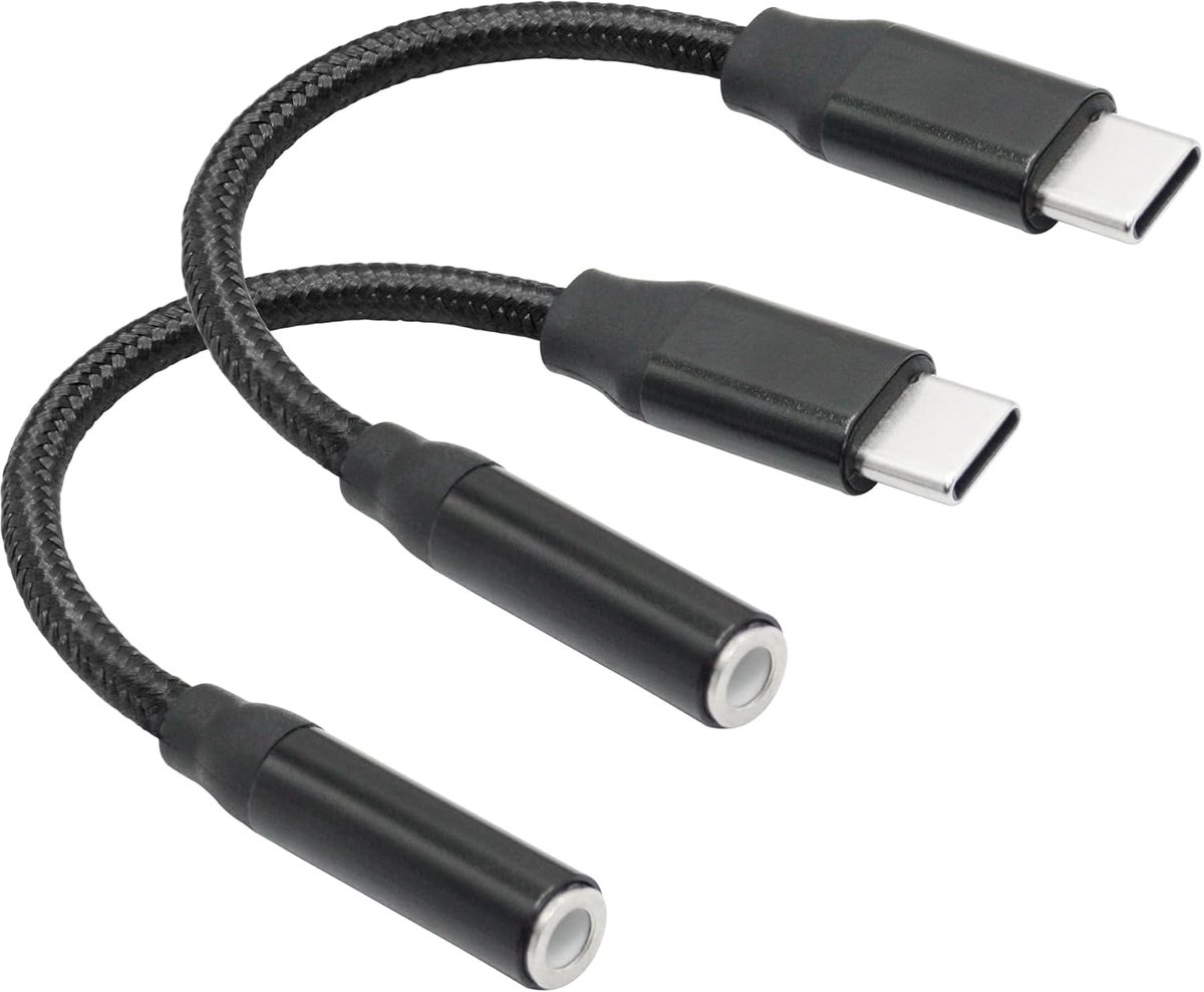 USB C to 3.5mm headphone jack, adapter cable 2 inch, USB type C plug to 1/8 inch 3.5mm female Aux audio dongle cable - ShopVlot
