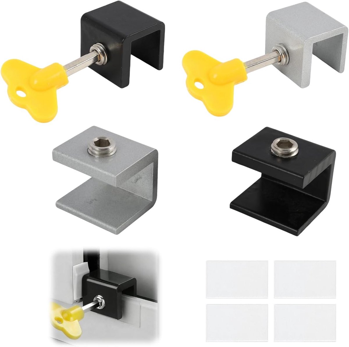 4 Pcs Sliding Window Closures, 10 mm, Safety Lock for Windows and Sliding Doors, Adjustable Lock for Windows and Doors - ShopVlot