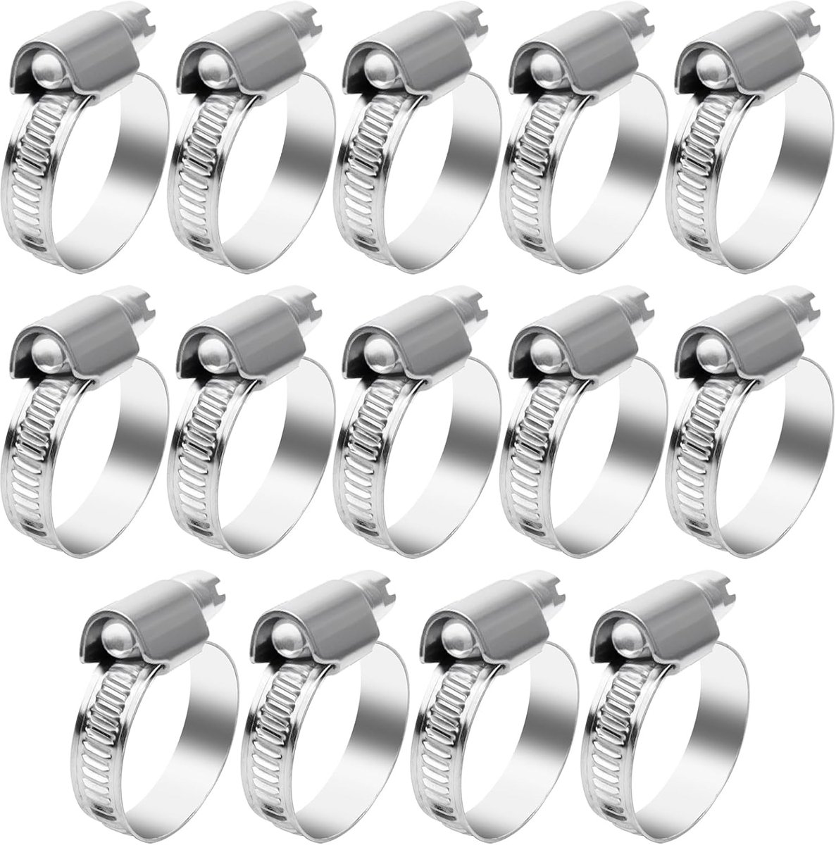 Pack of 14 Hose Clamps 16–27 mm High Quality Universal Stainless Steel Hose Clamps - ShopVlot