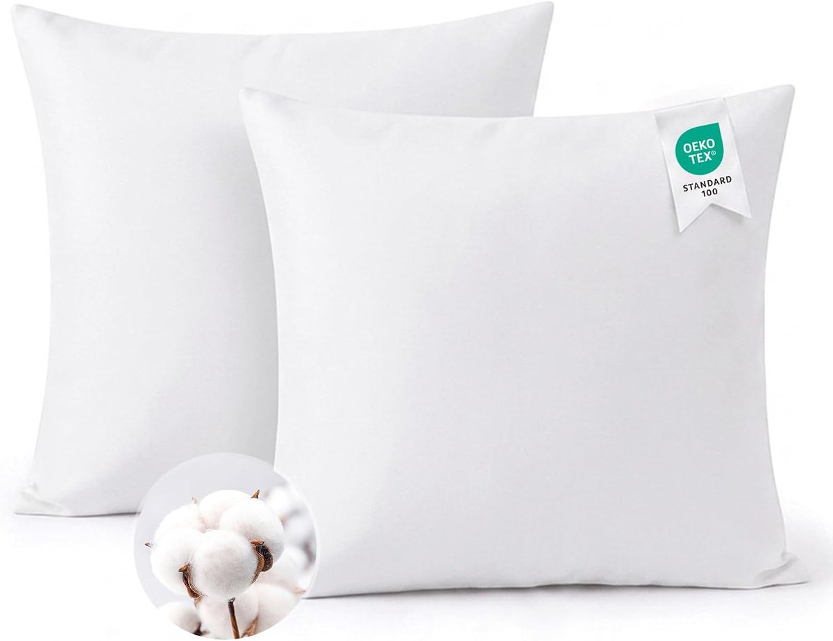 Aisbo 80 x 80 cm White Cotton Cushion Cover, Soft Pillowcase 80 x 80 cm, White, Set of 2 with Zip, 80 x 80 cm, Cushion - ShopVlot
