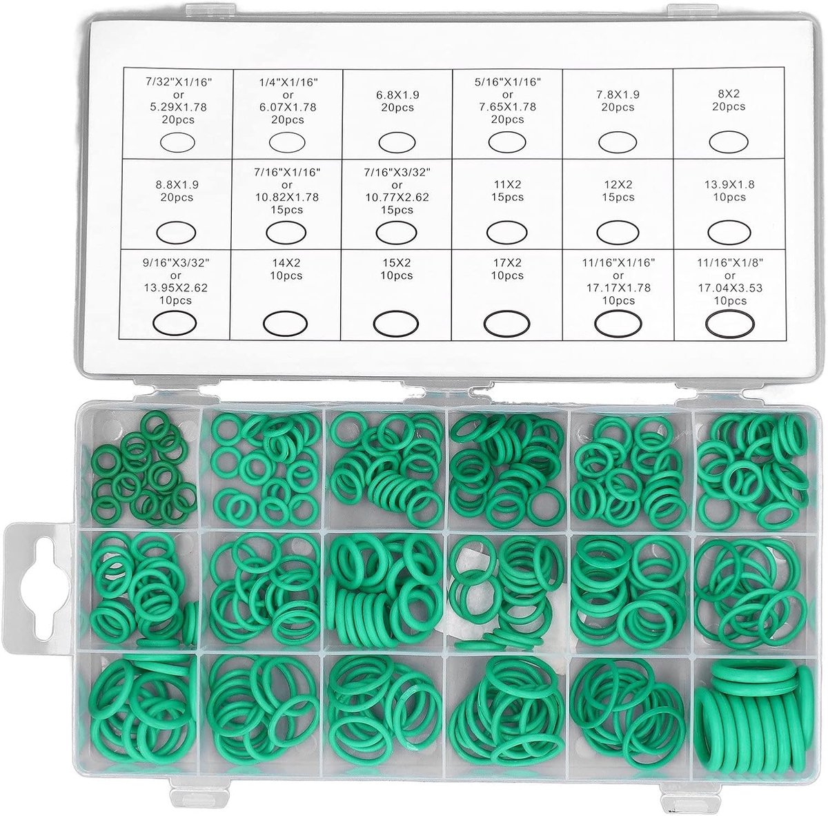 Eujgoov 270 Stuks Nitril Rubber O-Ringen Set 18 Maten Olie- UV- en Hittebestendige Dichtringen Met Opbergdoos Voor - ShopVlot