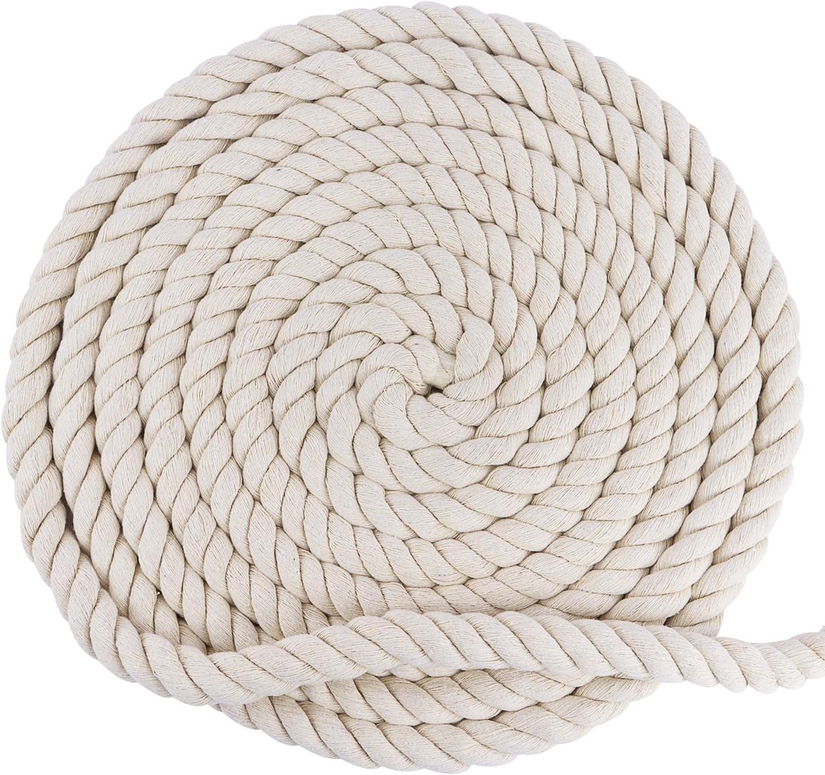 Katoenen touw, macramétouw, 10 mm x 10 m, macramétouw, katoenen touw, macramégaren, katoenen koord voor doe-het-zelf - ShopVlot