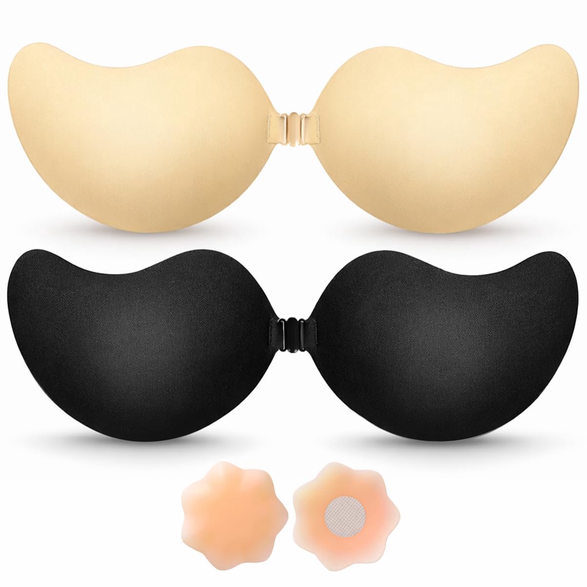 Sticky Bra Push Up - A-D cup - Zwart/Nude - Zelfklevend - Onzichtbaar onder kleding - ShopVlot