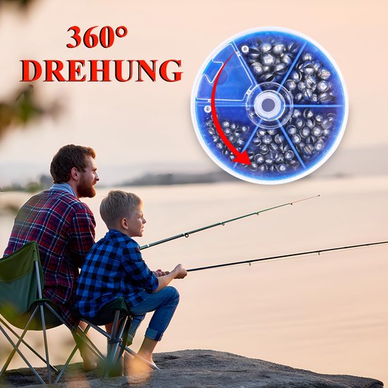 100 Stuks Hengelsport Lood met Opbergdoos en 5 Verschillende Gewichten — afbeelding 2