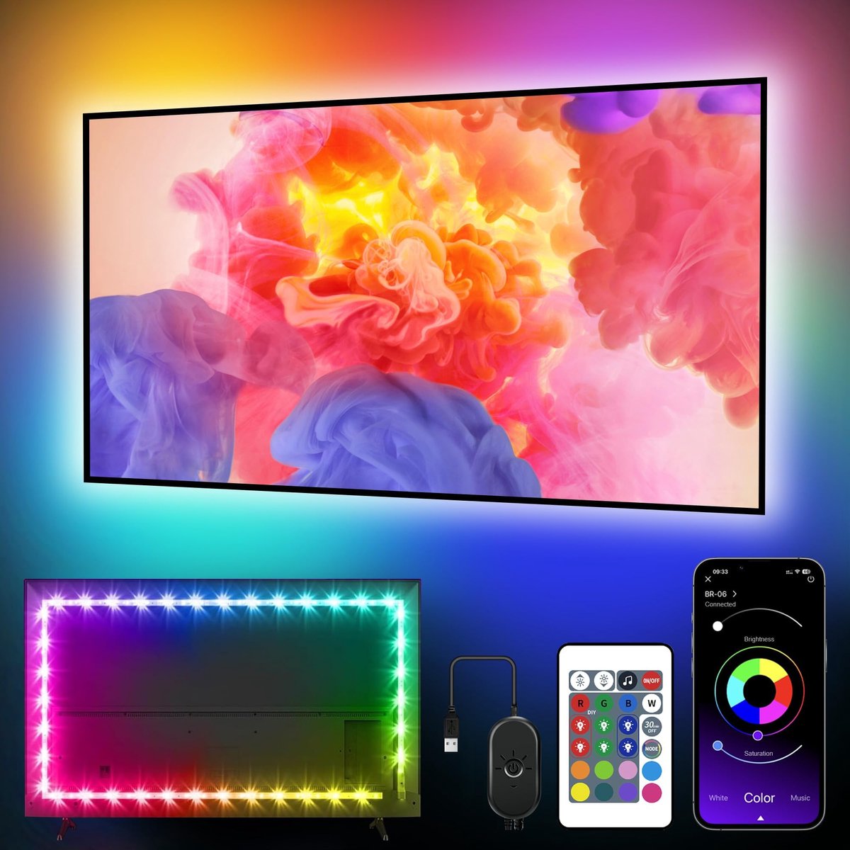 LED strip TV 4m - RGB verlichting - Bluetooth APP bediening - ideaal voor gaming en films - ShopVlot