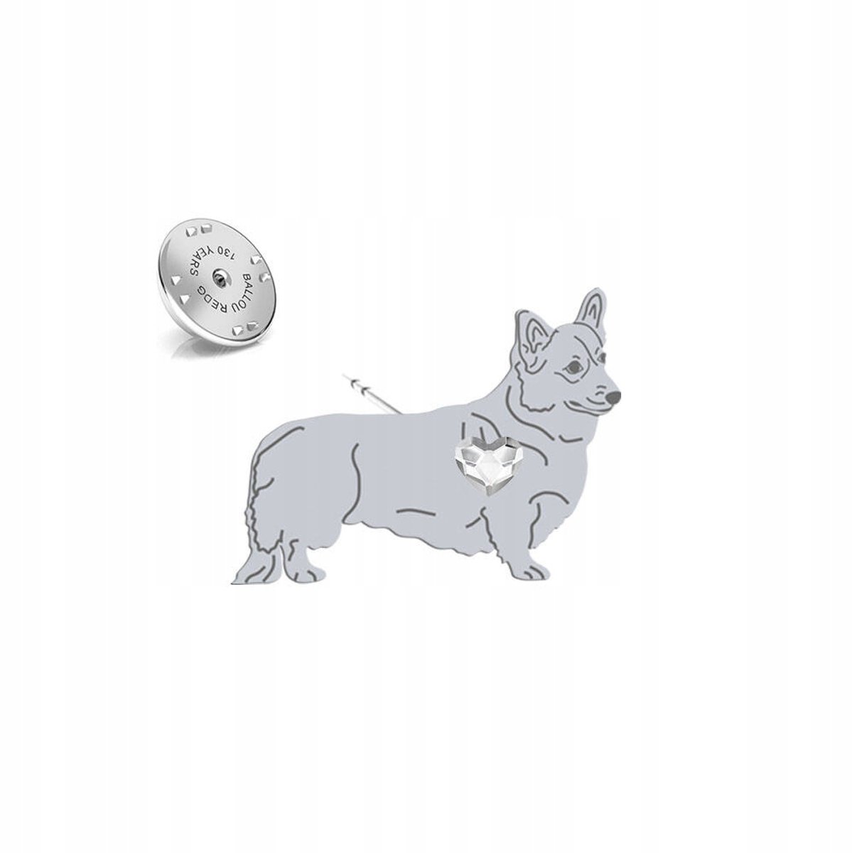 Zilveren Broche Welsh Corgi Pembroke 925 Sieraden met Kristal