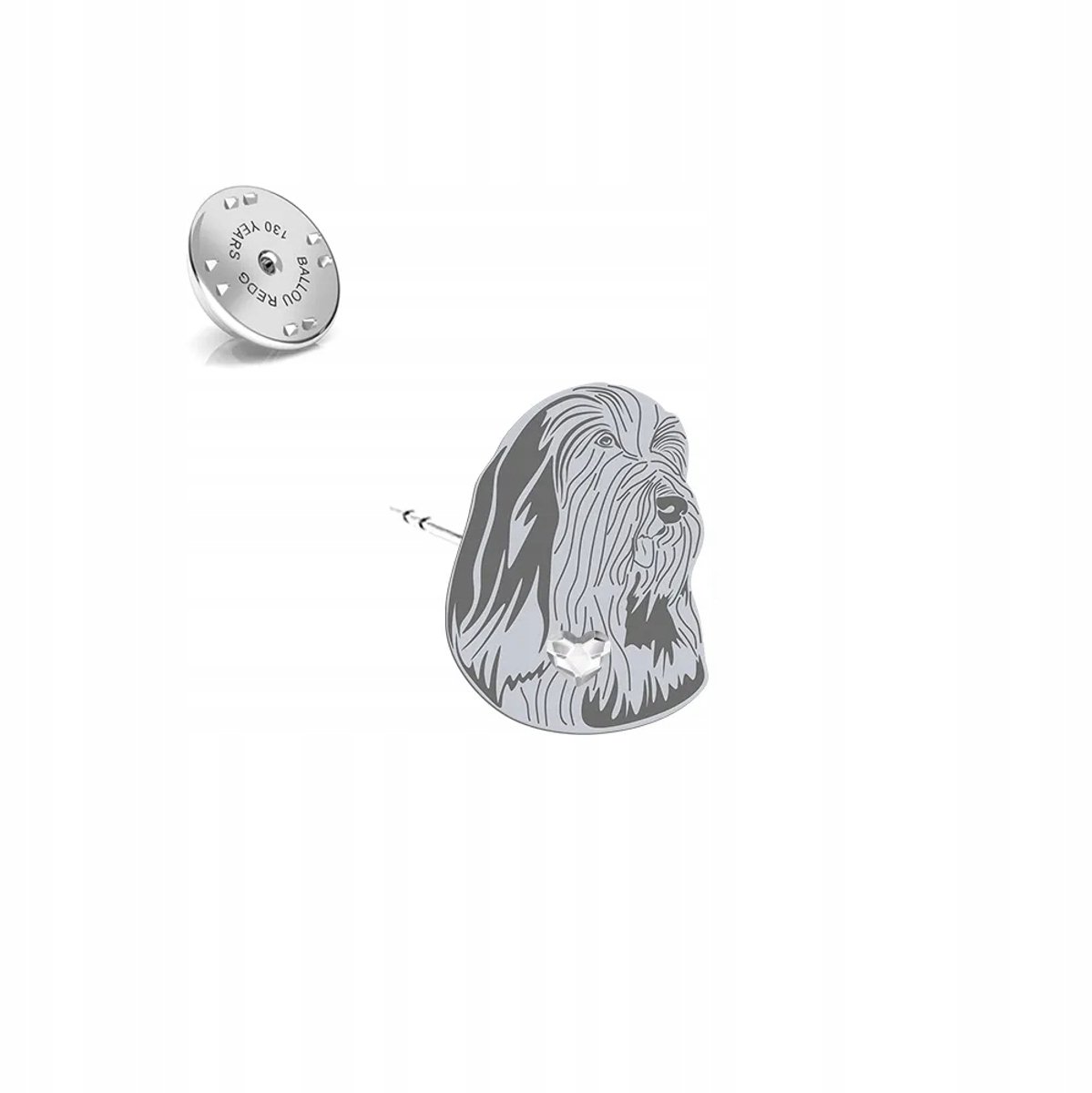 Zilveren Bearded Collie Speld 925 Sieraden met Kristal - Cadeau Optie