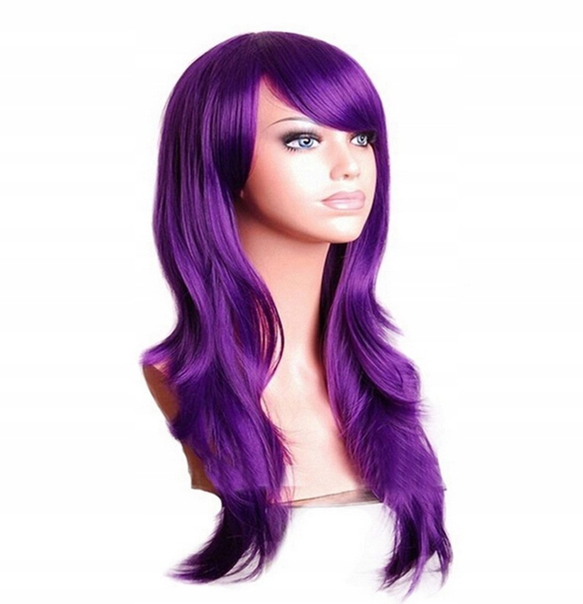 Cosplay Pruik 70cm Lang Anime Manga Paars Synthetisch Haar