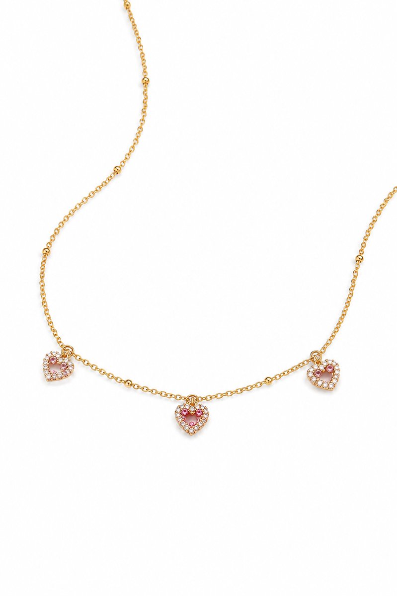 Miwalabel® - Hart ketting dames met Sierkristallen® - Sieraden - Gold plated - Open hart - Steentjes - Halsketting - Cadeau voor vrouw - 35 - 40 cm verstelbaar - Goud - Minimalistisch