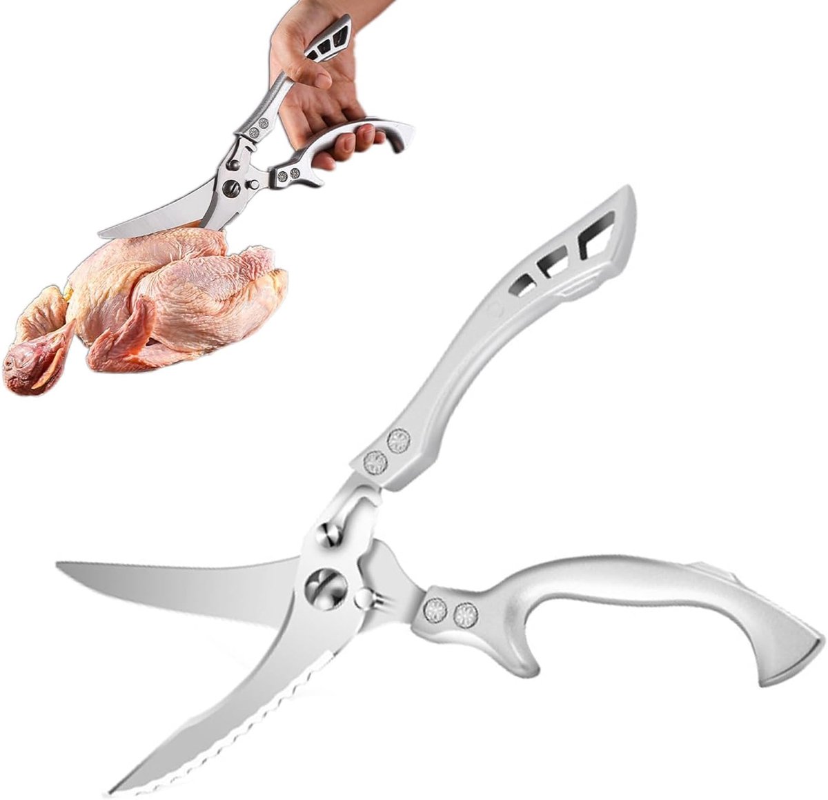 Multifunctional Large Robust Poultry Scissors for Meat, Herbs, Chicken, Vegetables, Bones, Professional Kitchen - ShopVlot