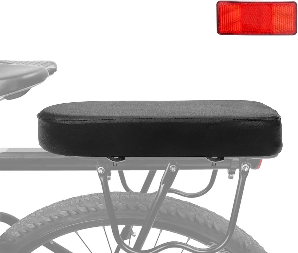 Fiets Achterzitkussen - Zwart - Fietszitje met Dikkere Zachte Vulling - Voor Kinderen of Volwassenen
