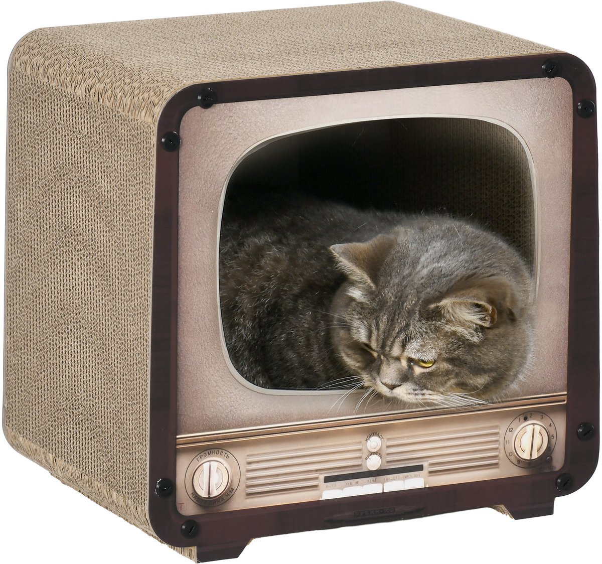 PawHut Krabpaal voor Katten - Golfkarton - 39x29x37cm - Bruin