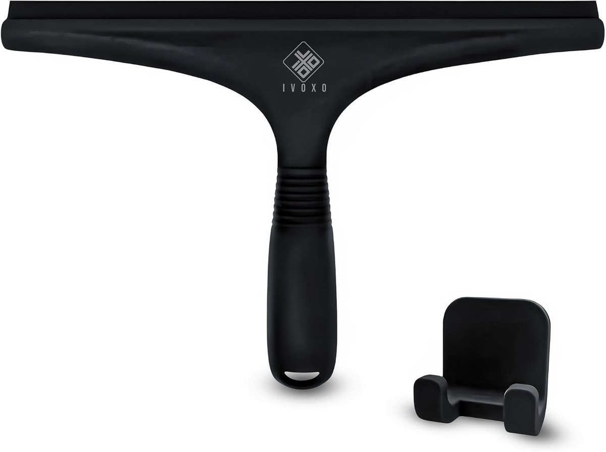 Uitschuifbare douchewisser - Zwart - Siliconen en roestvrij staal - Douche-accessoire voor streepvrij reinigen