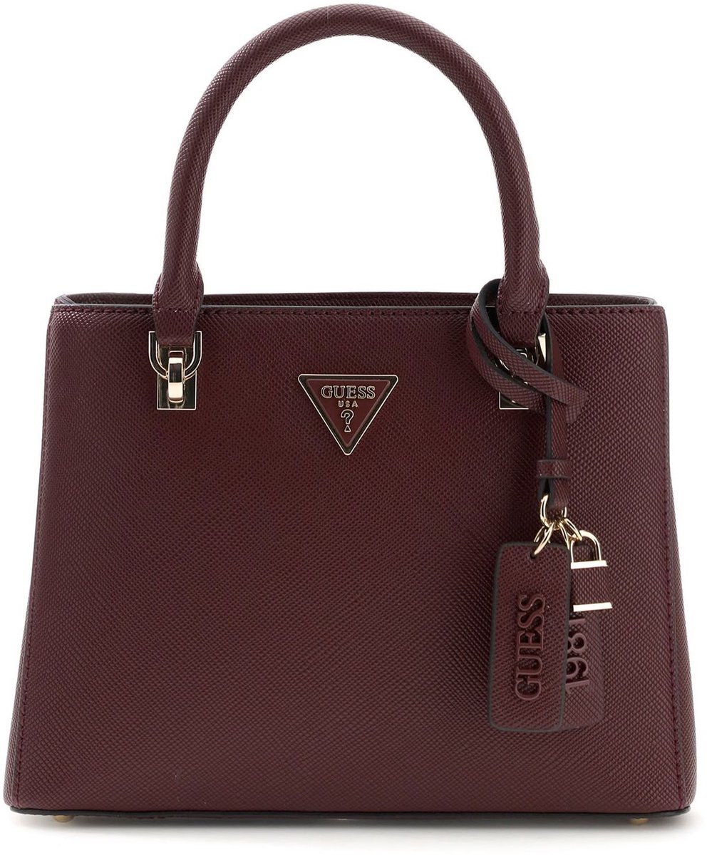 GUESS handtas schoudertas Noelle II Multi Compartment Satchel Burgundy wijnrood
