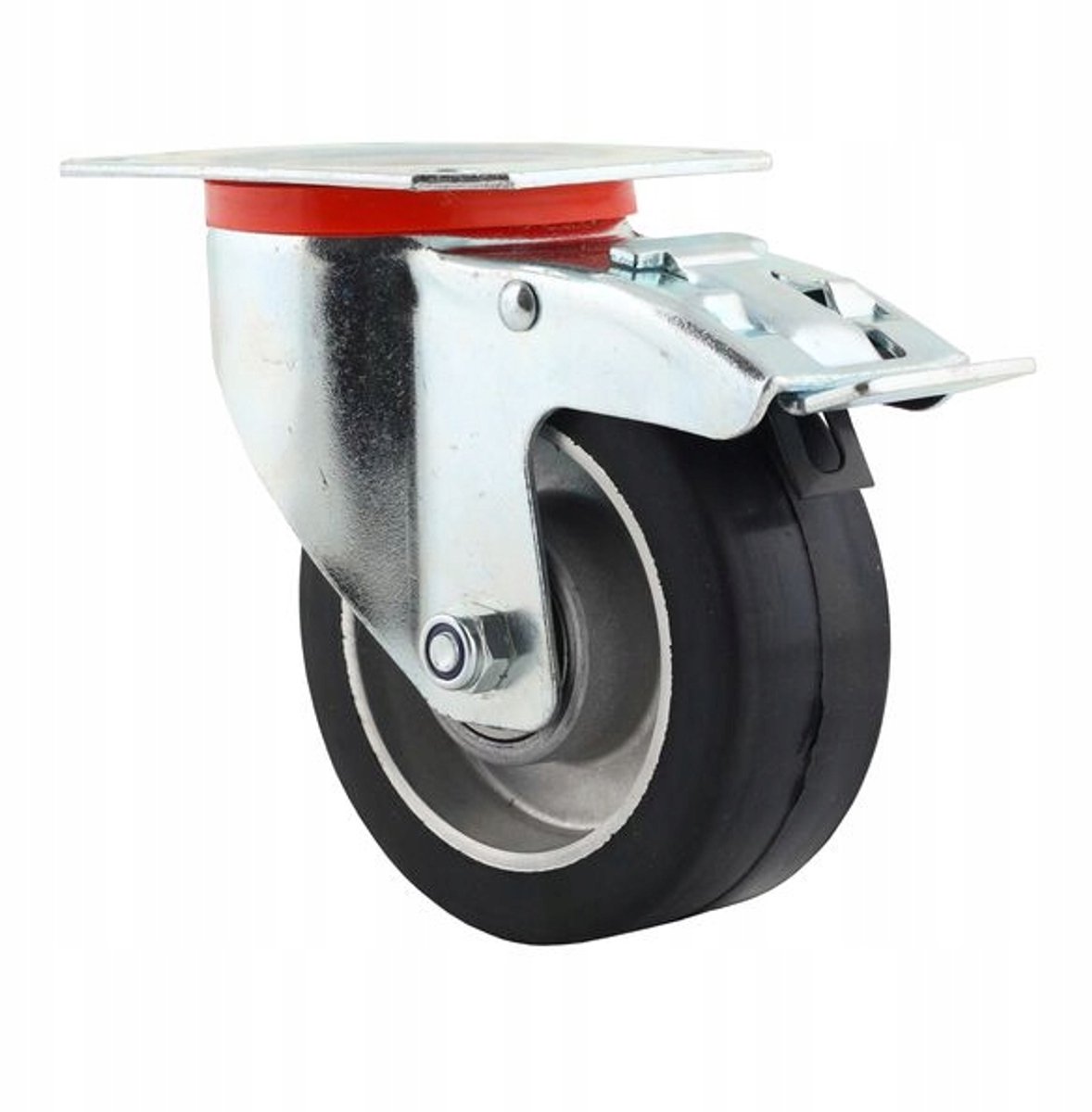 Zwenkbaar wiel met rem, 100mm, 180kg, aluminium-rubber
