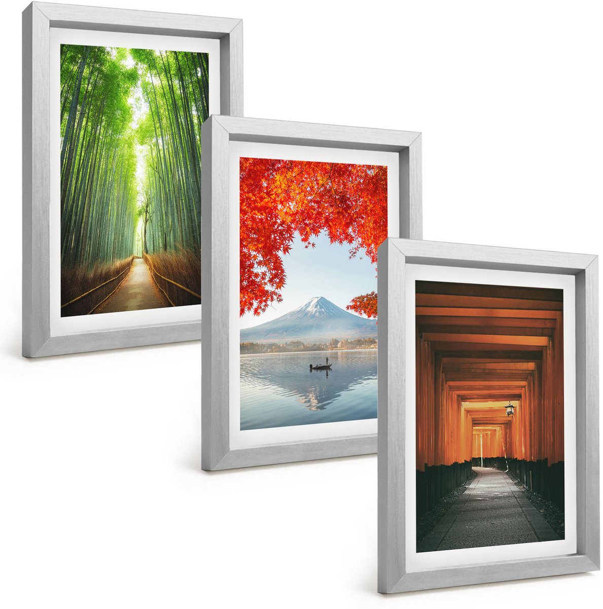Tulup 4-Delige Schilderij Set - Bamboebos, Mount Fuji, Torii-pad, Landschappen van Japan - 20 x 30 cm - Decoratieve Schilderijen - Woonkamer - Interieur - Stijlvolle Muurdecoratie