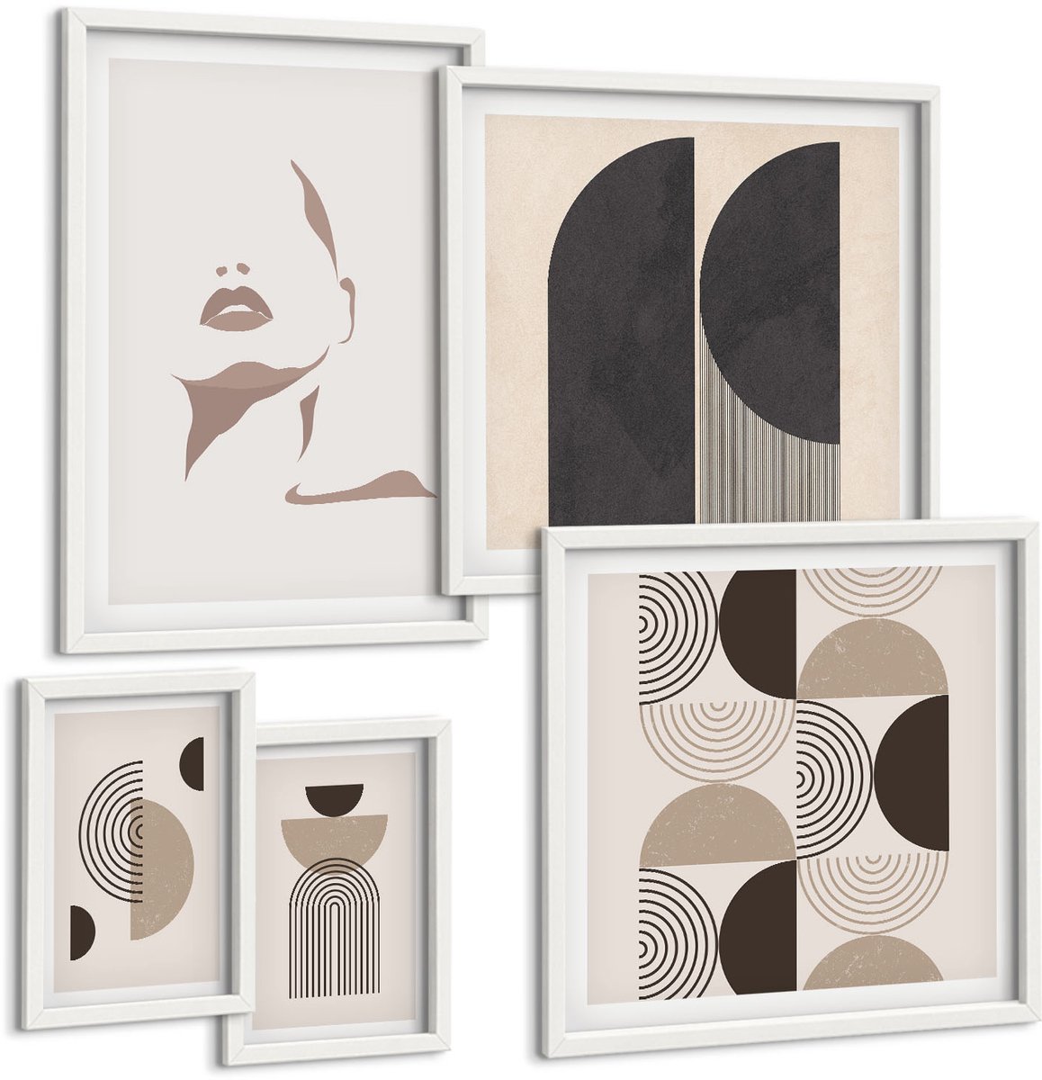 Tulup 4-Delige Schilderij Set - Stijlvolle minimalistische portretten en geometrische patronen - 50 x 50 cm, 20 x 30 cm en 40 x 60 cm - Stijlvolle Muurdecoratie - Slaapkamer