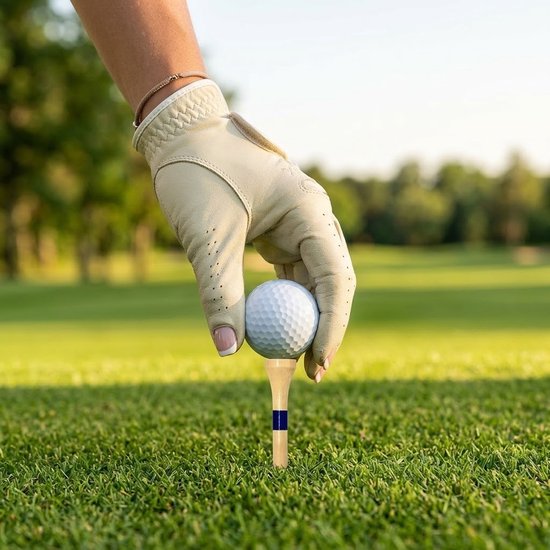 Houten golf tees 30 stuks 1,5 inch – korte golf tees – natuurlijke kleur met blauwe markering – golf tees voor training en golfspel – compacte houten golf tee — afbeelding 5